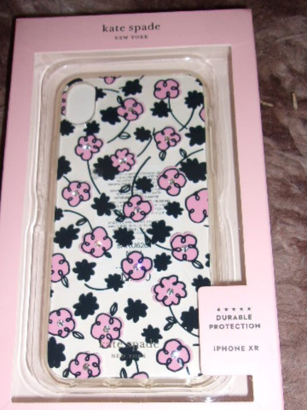 IPhone XR Kate Spade cell phone case jeweled floradoodle clear New
